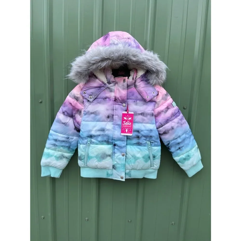 Girls Justice Matte Puffer Bomber Coat Size XS
